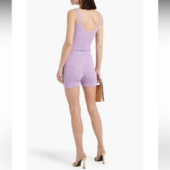 Balmain Purple Knit Pattern Bodysuit Size 34 Crochet Designer - Picture 7 of 7